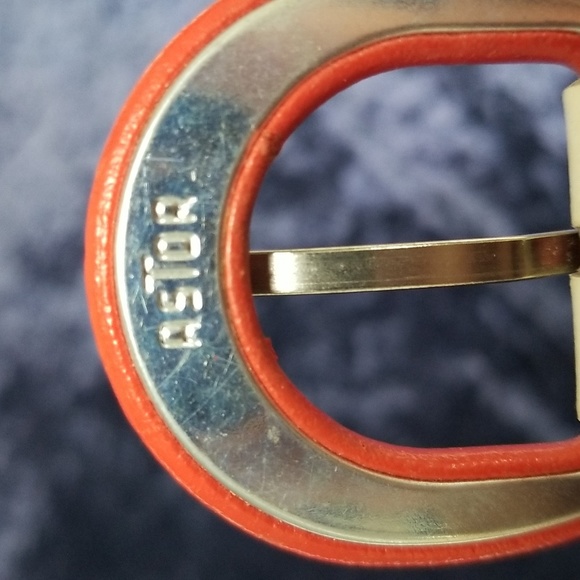 Vintage Astor Cloth Belt Cream with Red Leather Buckle 36" - Picture 4 of 13